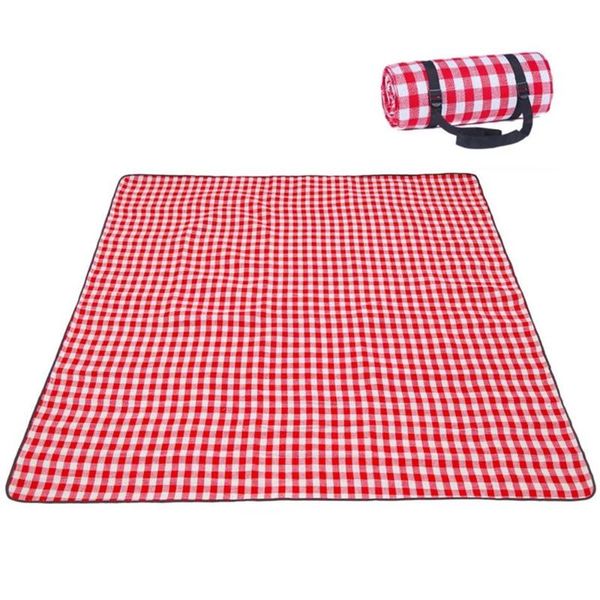 

outdoor foldable waterproof picnic mat thicken pad soft portable camping mat travel beach blanket red white plaid picnic