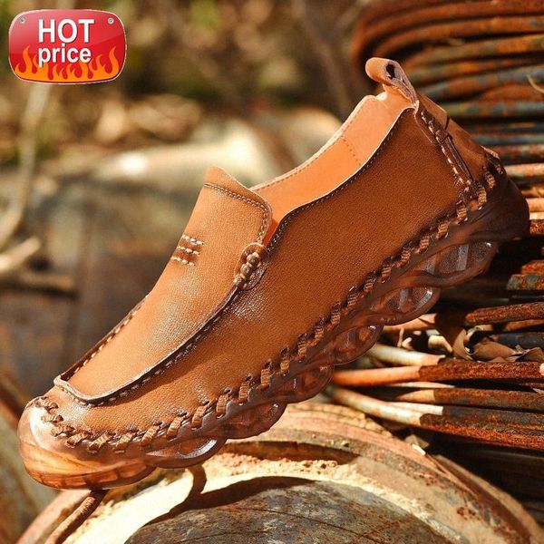 

2020 new men's split leather casual shoes men's office business flat loafers outdoor shoes jogging sneakers size 38-46 #kd5k