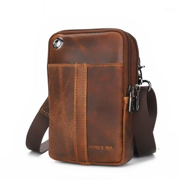 

2020 men's genuine leather belt waist bag fanny pack molle small money phone waist pack bum pouch purse1