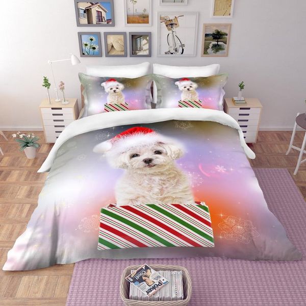 

bedding sets 2/3 piece dogs cute pet kids bedroom duvet cover animals print quilt  king size bed linen drop ship