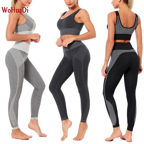 

yoga outfits wohuadi 2021 women's set seamless sportswear 2pcs gym clothes sports bra tights leggings running wear skinny suits, White;red