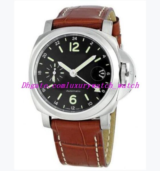 

luxury watch classic black dial mechanical automatic men's watch 40mm brown leather strap fashion diving mens watches, Slivery;brown