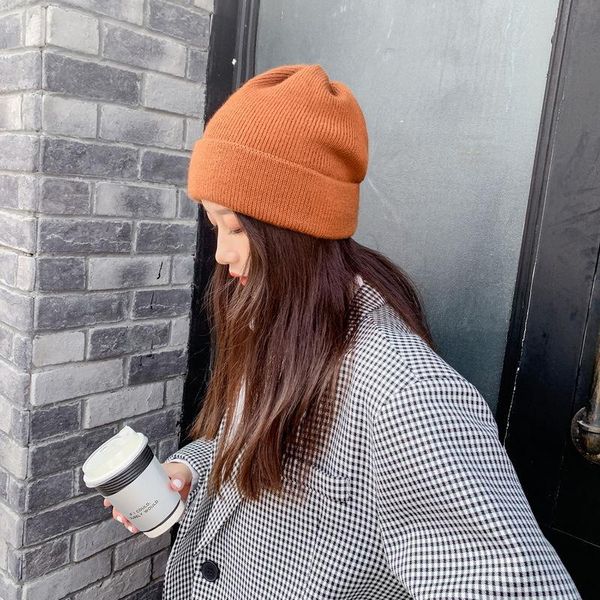 

woolen cap women's fashionable korean style autumn and winter solid color earmuffs style curling pile heap, Blue;gray