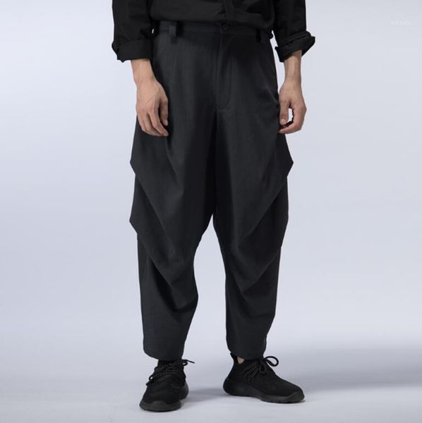 

27-44 new 2018 men's clothing hair stylist fashion blended vertical cutting loose nine-minute pants plus size singer costumes1, Black