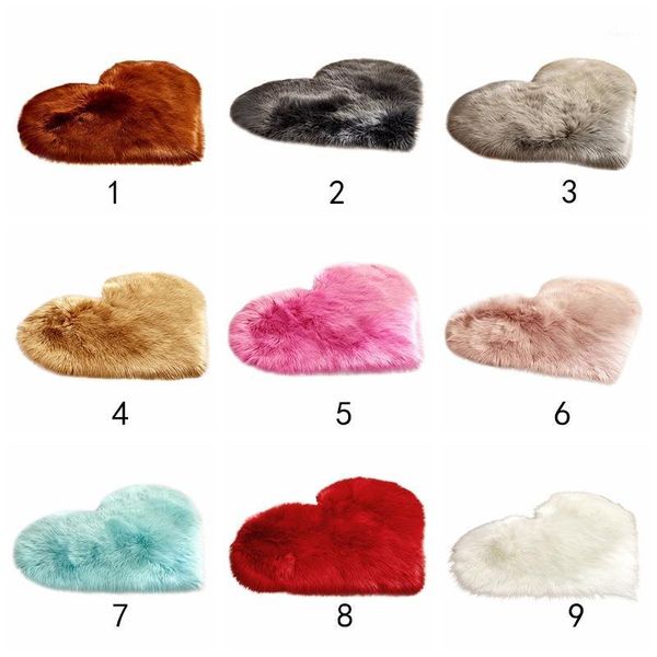 

mini love heart plush rug home bedroom soft imitation wool carpet kids playing mat wool long plush nursery room decoration pro1