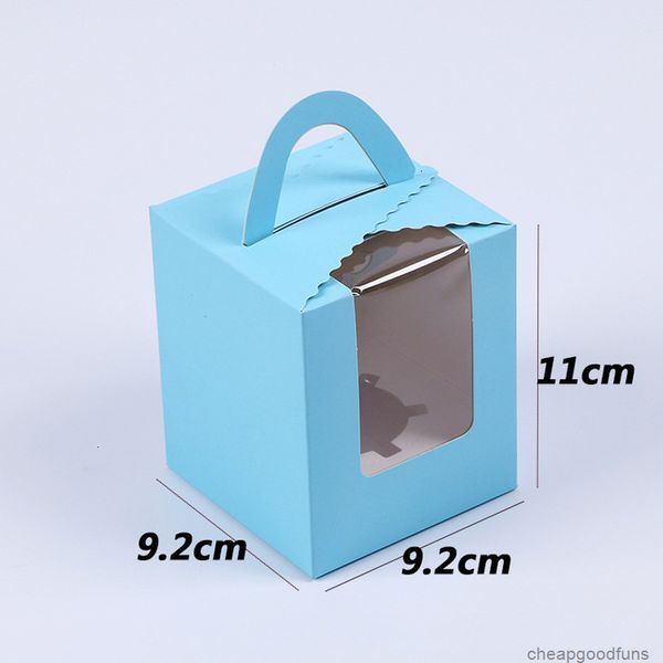 

u clear handle single window cupcake portable with macaron mousse cake snack boxes paper package box birthday party supply t0628 5u