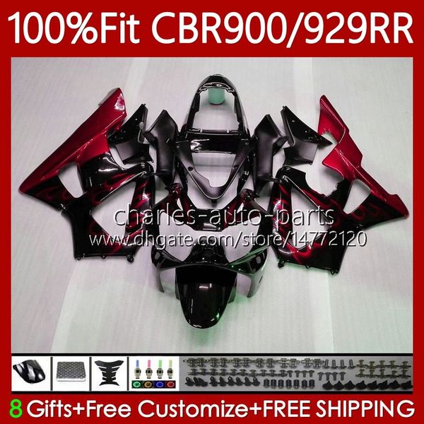 OEM COUDEWORK для Honda CBR900 CBR929 RR 900CC 929CC 2000 2001 68NO.113 CBR 900 929 RR CC CBR929RR 00-01 CBR900RR CBR 929RR 900RR 00 01 комплект для инъекций набор красный пламенный