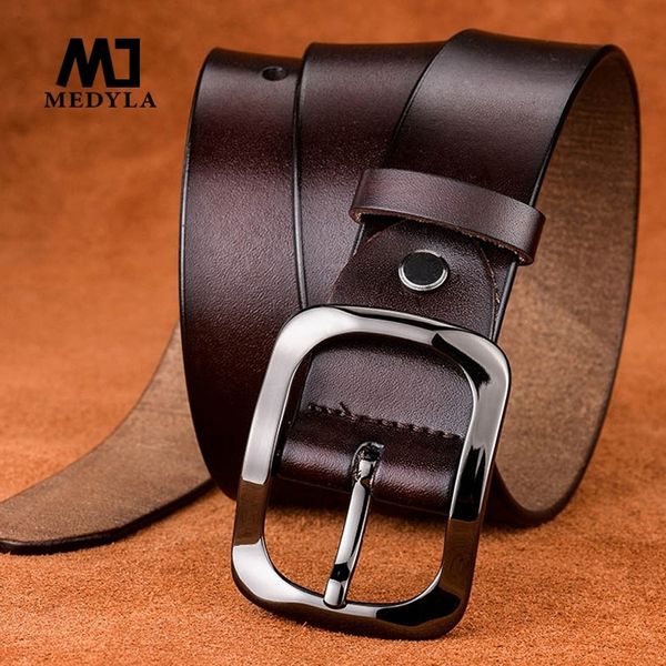 

medyla explosion models new ladies leather belt leather belt black buckle 3.2 cm retro casual wild women's belt y200501, Black;brown