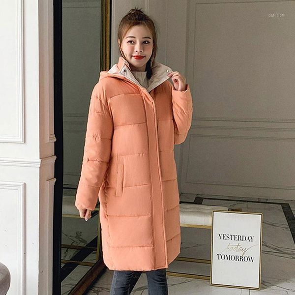 

women slim thick warm casual parkas fashion winter jacket new medium long hooded down parka coat female office lady1, Black