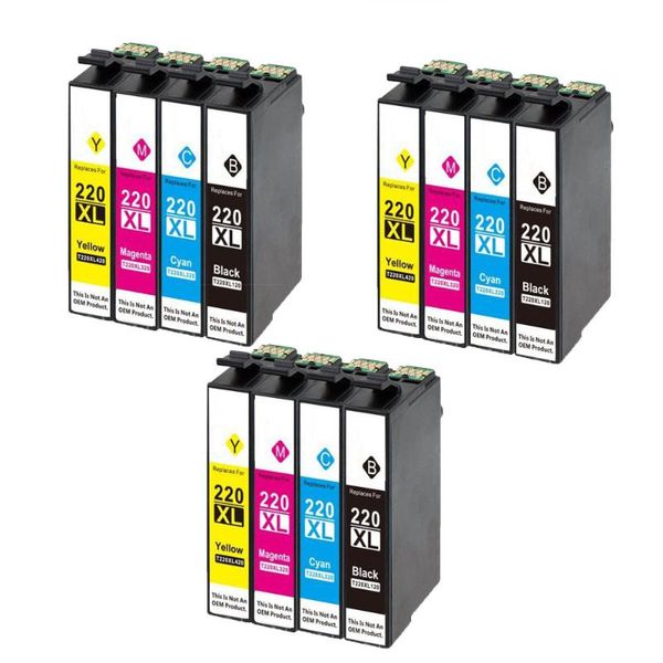 

ink cartridges 12 pack compatible t220 xl cartridge for workforce wf 2650 wf-2630 wf-2660 wf-2750 wf-2760 xp-320 xp-420 xp-424