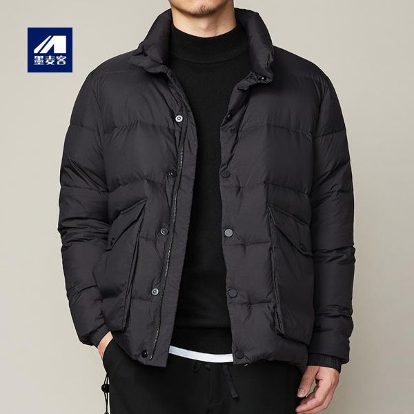 

ink maike men's pure color light bread served 2020 winter coat collar to keep warm down jacket 8866 male money, Black