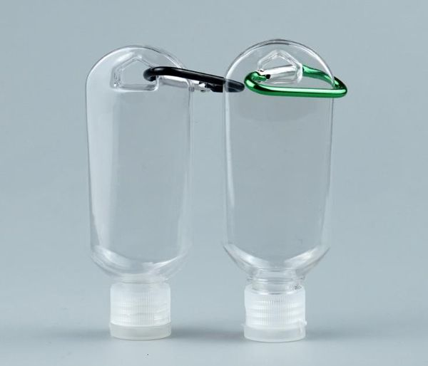 

ring new 50ml empty refillable with key hook clear transparent plastic hand sanitizer bottle for travel sn1424