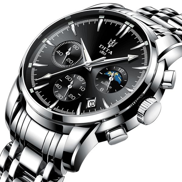 

2019 brand luxury stainless steel sport chronograph man hand wrist quartz bracelet men watches relogio masculino t200112, Slivery;brown