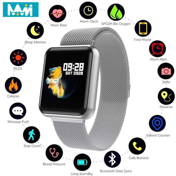 

smart sports watch ip68 p68, fitns wristband with activity monitor, heart rate, blood prsure, suitable for ios, android, , iphone 7 x