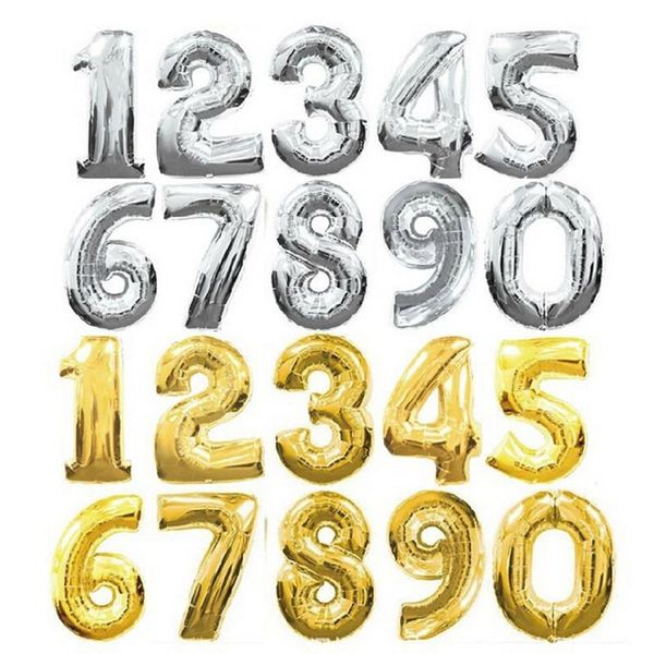 

30 inches gold silver number foil balloons digit helium ballons birthday party wedding decor air baloons event party wmtukj