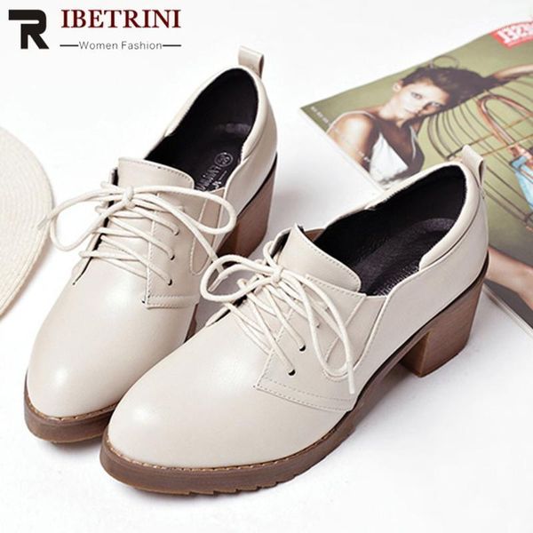 

ribetrini ladies spring classic retro pumps lace-up high heels office pumps women dress platform shoes woman1, Black