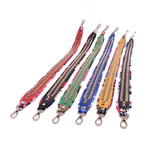 

leather bag strap for handbags fashion rivets wide shoulder strap for bag handbag accessorileather bages belt long colorful shoulder straps, Black