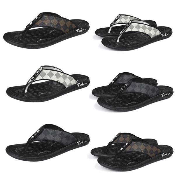 

luxury designer slippers mayari arizona grid pattern men black white brown sandals genuine leather casual shoes loafers beach flip flops
