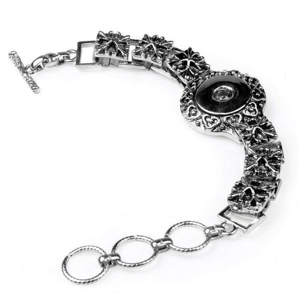 

chanfar fashion beauty punk metal сплав шаблон защелкивающиеся браслеты регулируемые пригодные для привязки 18 мм узловые кнопки ювелирные и, Black