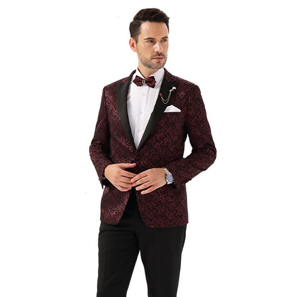 

men's large coat printed one casual button side fork suit, White;black