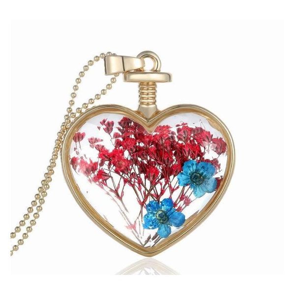 

western style for women fashion jewelry high-grade crystal glass heart dry flower slide penda sqcumy queen66, Silver