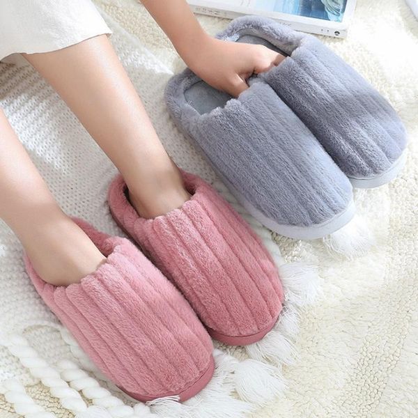 

slippers women winter indoor house plush soft cotton shoes non-slip floor home slides for bedroom1, Black