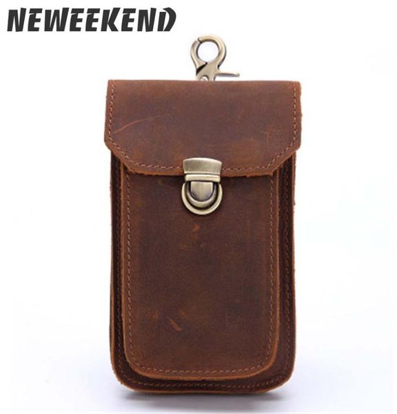 

new men's genuine crazy horse leather waist bag with shoulder crossbody belt hip bum loops pack phone purse pocket 2088 2089