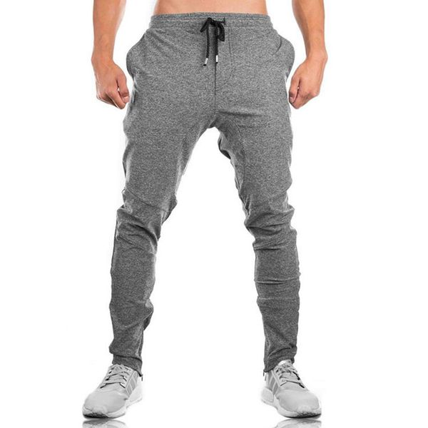 

men's gym training jogging pants zip pocket cotton sports running pants joggers sportswear brand elasticity men fitness trousers c1118, Gray