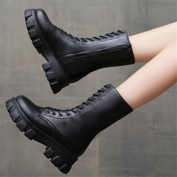 

2021 new autumn female mid-calf calf mid-heel thick women's bottom warm rentals above 35-40 size boots l6g2, Black