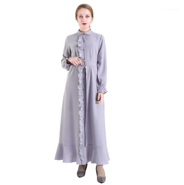 

arabic islamic dubai kaftan abaya middle eastern muslim dress women moroccan rufflse stitching turkey elegant dress a13881, Red