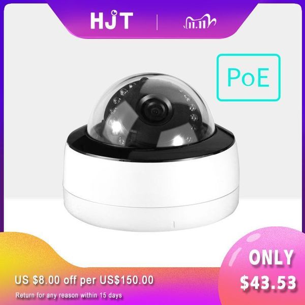 

hjt ip camera hd 5.0mp poe audio network p2p indoor cctv camera ir night vision tf card slot onvif h.265 security dome cam1