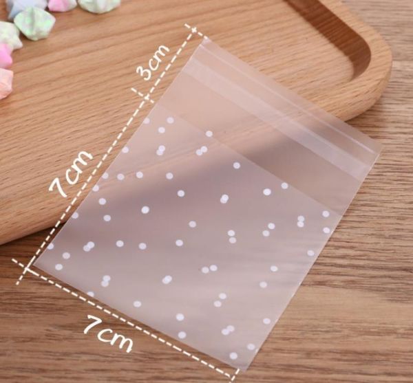 

100pcs/set plastic transparent cellophane bags polka dot candy cookie gift bag with diy self adhesive pouch bags 100set sn3539