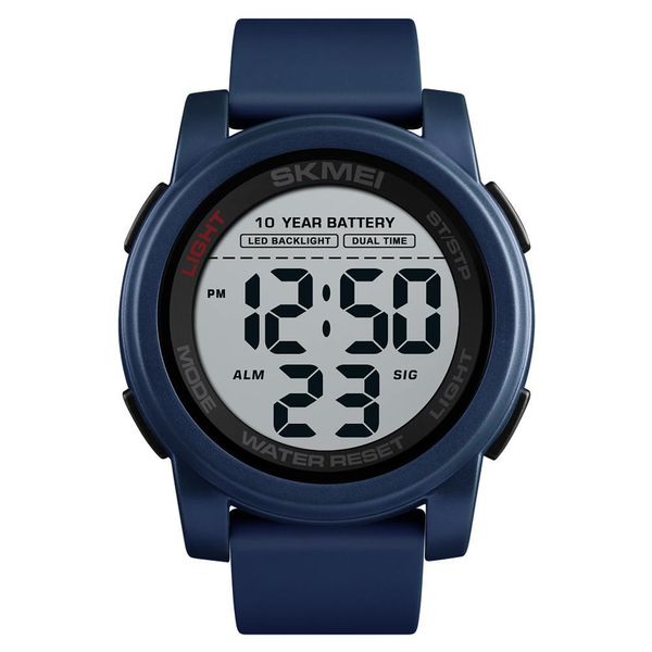 Skmei relógio digital masculino com bateria de 10 anos, luz de fundo, tempo duplo, esportivo, mostrador grande, à prova d'água, gel de sílica, relógio masculino, reloj 15177s