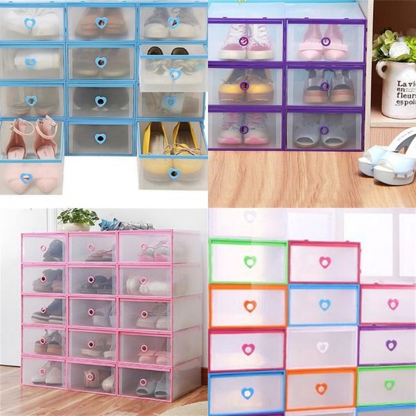 

plastic frame shoe storage box peach heart style transparent drawer organizer case man woman plastic shoes rack 5rm2 l1