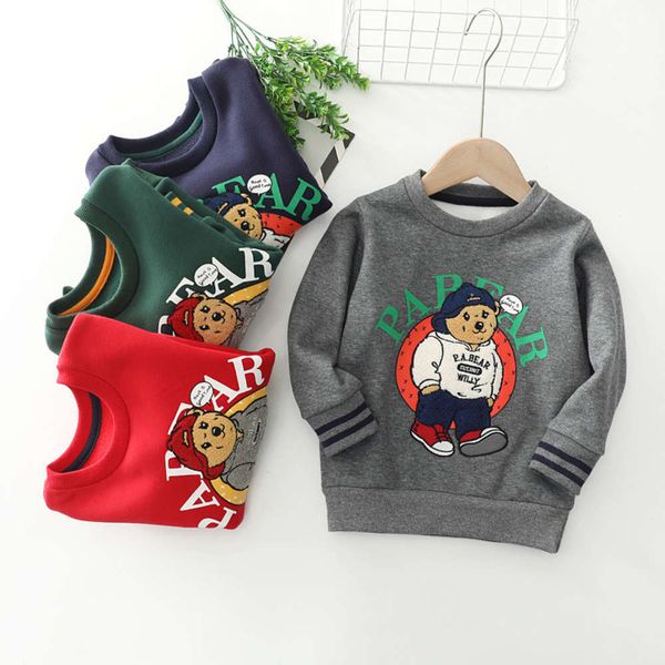 

thickened undershirt boys' winter plush men's and pullover towel embroidered sweater 2021 new children's wear, Black