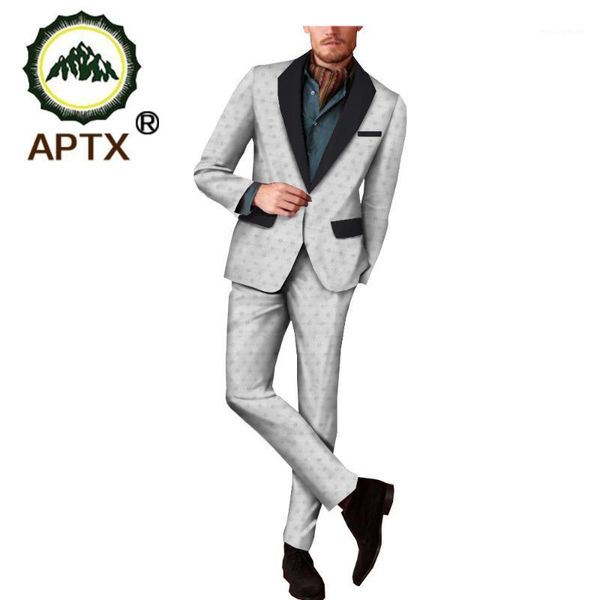 

africa print casual suit for men full sleeve reversible cotton bazin jacket+full length straight pants men's set ta18160031, White;black