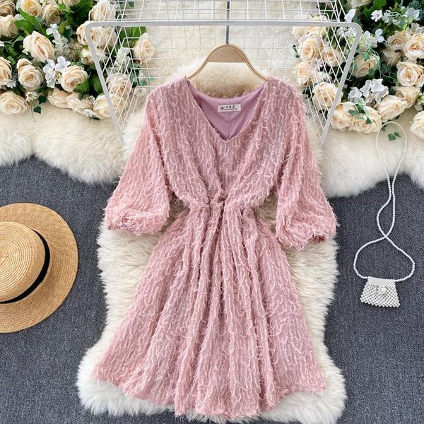 

casual dresses gentle wind fairy furry dress 2021 autumn and winter temperament ladies small banquet body, Black;gray