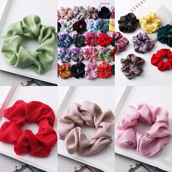 

fashionker8solid scrunchies women elastic hair bands satin stretchy scrunchie girls headwear silky loop ponytail holder hairbadz7z