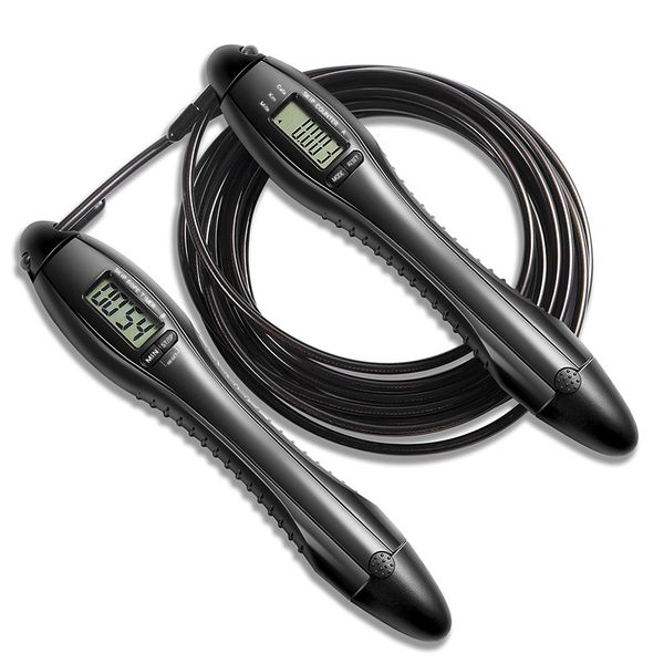 

2021 digital counting skipping rope steel jump rope with 60 seconds timing and calory counting ringing reminder students game skipping ropes