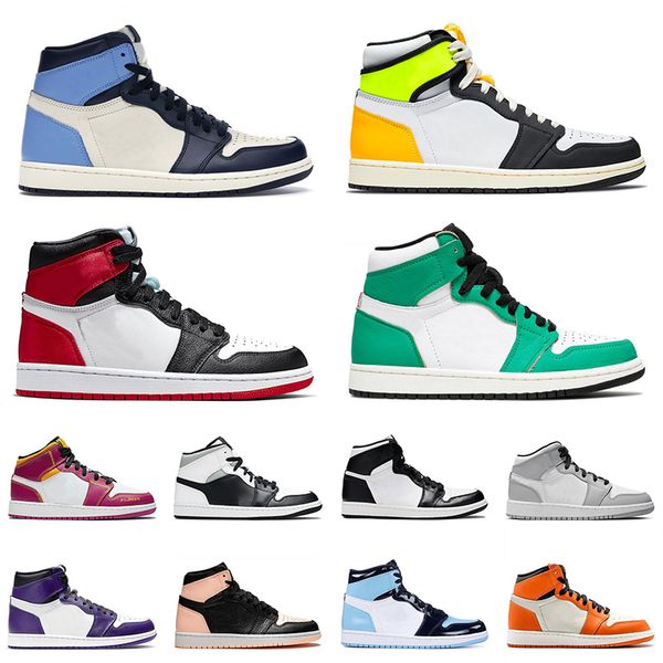 

2021 basketball shoes 1 1s obsidian high unc patent mens women jumpman lucky green volt gold black toe trainers sport sneakers, White;red