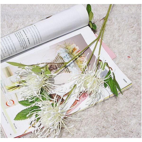 

белые leucospermum искусственные цветы длинные ветви поддельных цветок пластиковые цветы для украшения свадьбы сад открытый высокое качество