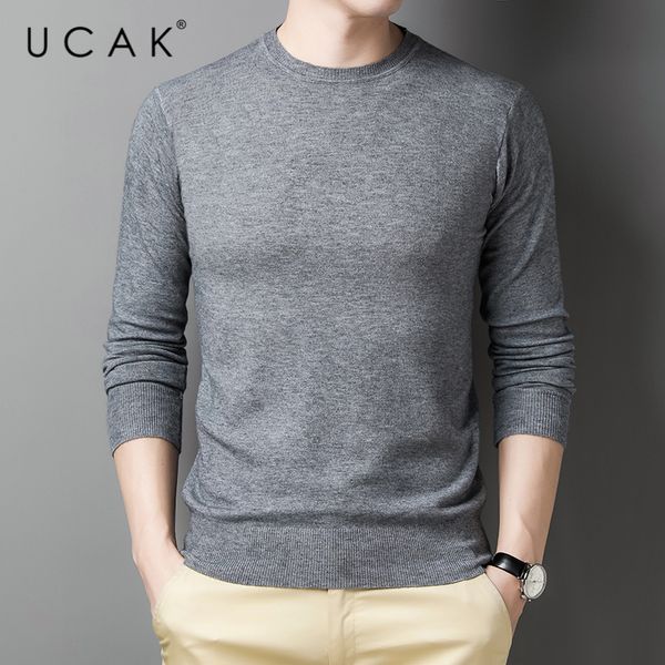 

ucak brand solid color cotton sweaters men clothing autumn winter fashion streetwear sweater pull homme casual pullover u1124 201105, White;black