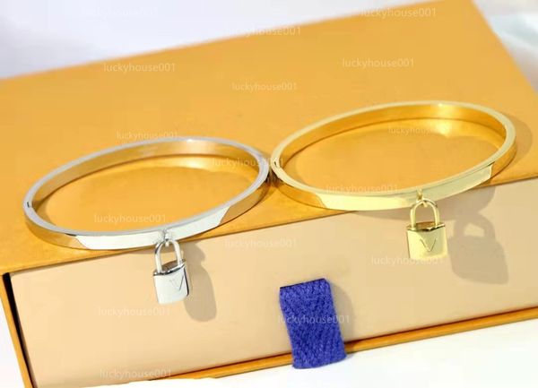 

love pendant lock bracelets men ands women titanium steel letter hip hop bracelet gold and silver rose wedding lover luxury retro jewelry pa, Golden;silver