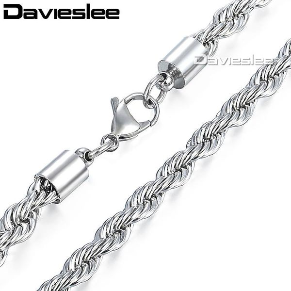 

davieslee womens mens necklace chain twisted rope link white yellow gold filled gf 2/3/4/6mm lgnm122, Silver
