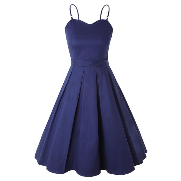 

spring new sling dress solid bow hepburn style, Black;gray
