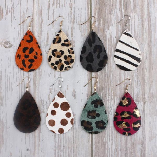 

dangle & chandelier 35*55mm leopard print genuine leather drop earrings for women caramel cheetah teardrop earring1, Silver