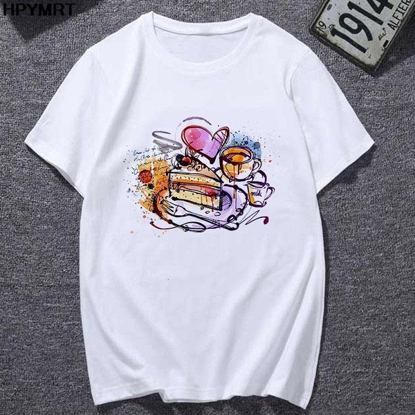 

new summer t shirt women vivid colors pattern print fashion harajuku t-shirt female casual 0-neck women's t shirt clothing, White