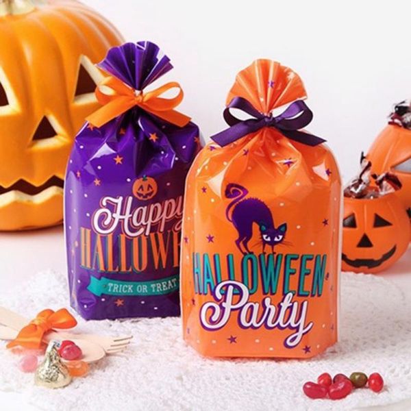 

50pcs/100pcs halloween theme series pattern packaging bag portable plastic vest type packaging biscuits sugar gifts bags