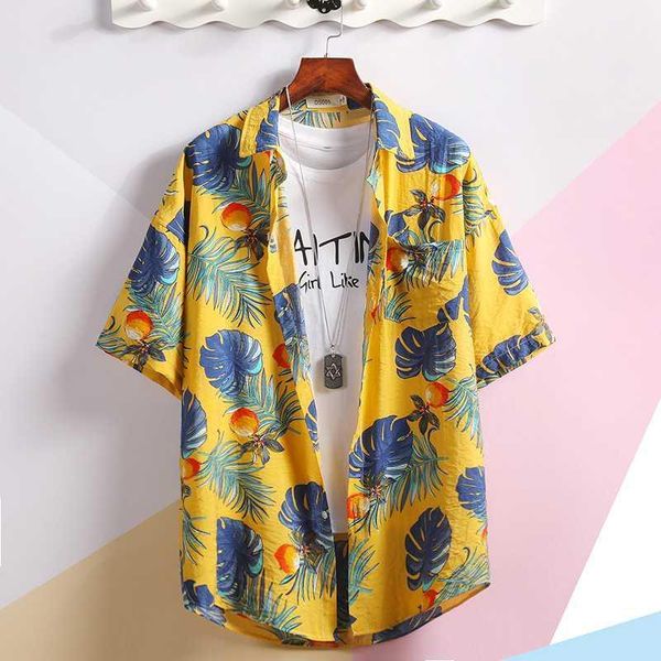 

hawaiian shirts short sleeves man flower printed beach wear floral summer man clothing plus size 5xl1, White;black