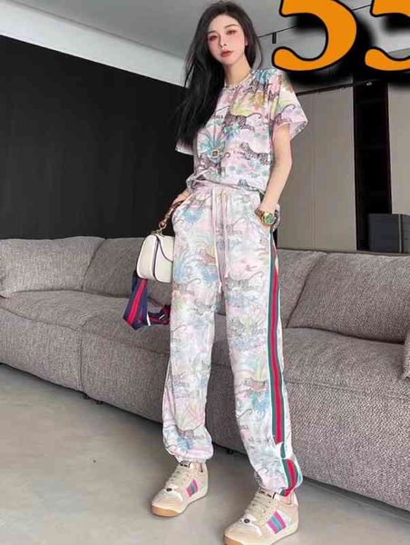 

2022 factory wholesale new summer fashion g family ink painting suit, Gray